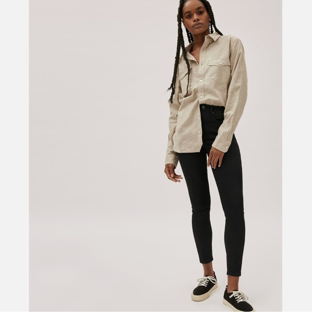 Everlane Womens The Authentic Stretch High-Rise Skinny Jeans Black 27
